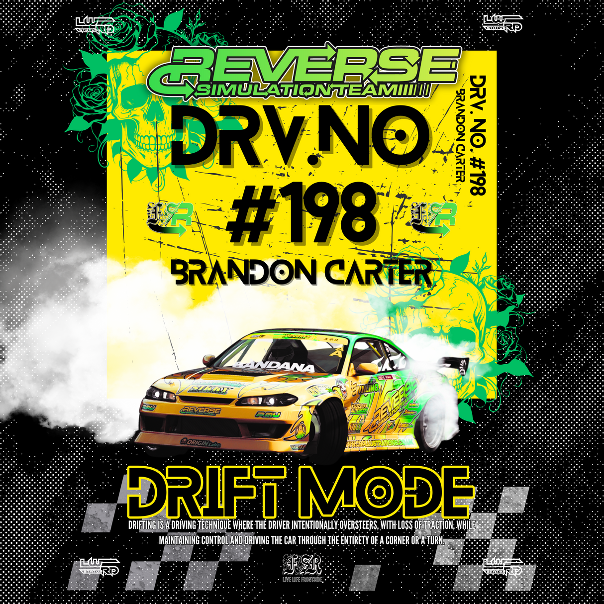 Lowered Status | Brandon Carter, Rising Force Drift Hoodie – Sim Racing x JDM Streetwear