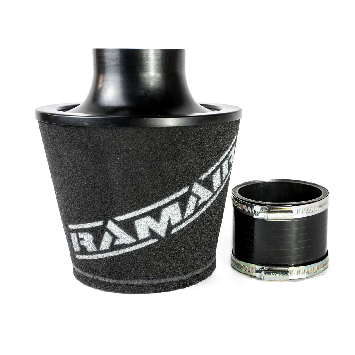 Ramair Large Foam Filter Aluminium Base 90mm (3.5inch) OD Black with Silicone Coupler