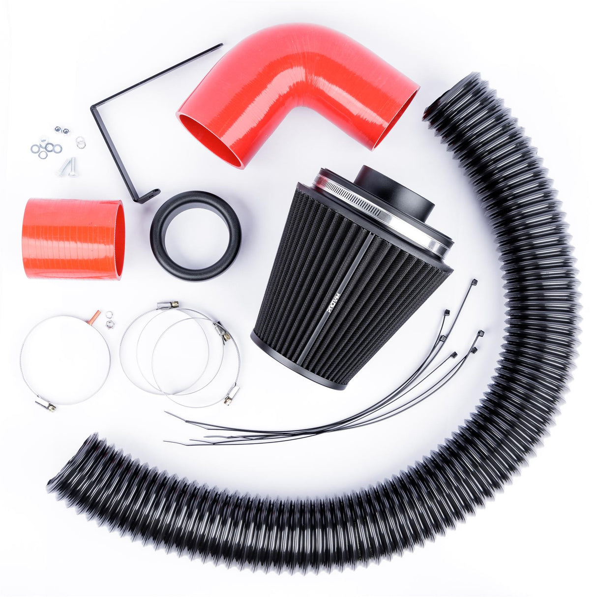 Performance Pleated Induction Kit for VW MK5 Golf R32 3.2 V6  - Red Hoses