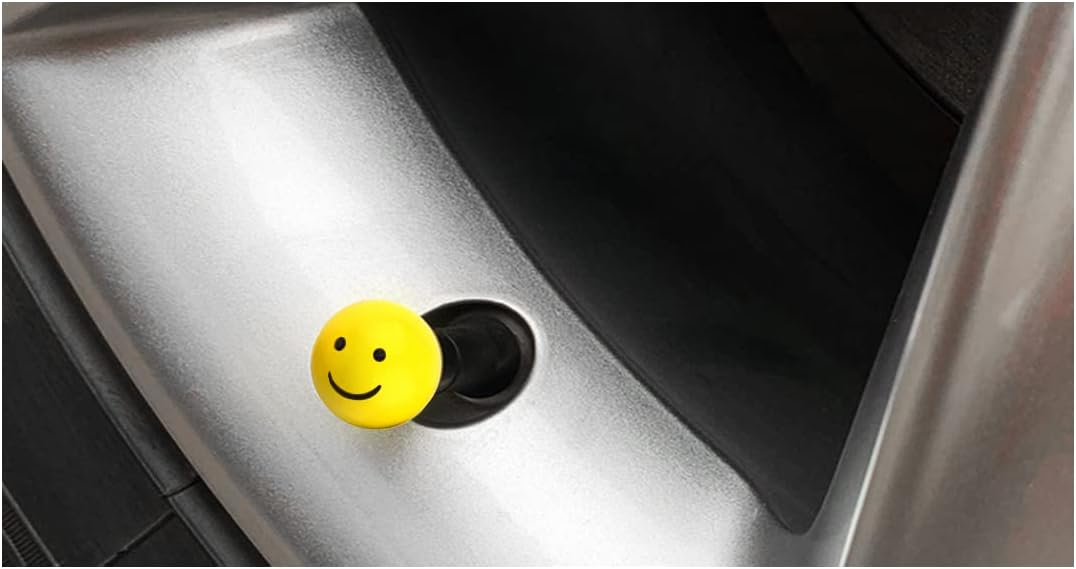 Yellow Smiley Tyre Wheel Alloy Valve Caps