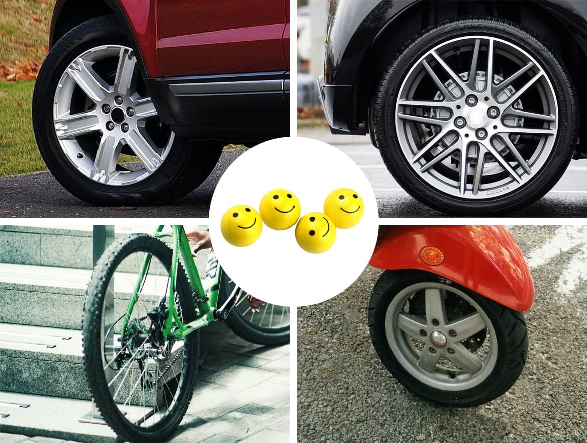 Yellow Smiley Tyre Wheel Alloy Valve Caps